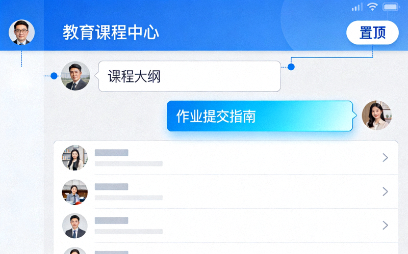 Telegram中文版置顶功能实际应用场景示意图，展示了一个教育频道将课程大纲和作业提交指南置顶的效果