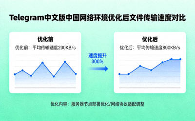 图表展示Telegram中文版针对中国网络环境优化后文件传输速度的大幅提升
